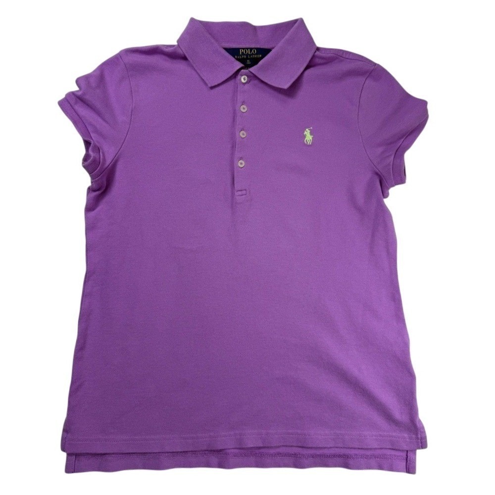 Polo Ralph Lauren Purple Classic Polo Shirt Lime Green Pony Girls XL‎ 16 Preppy